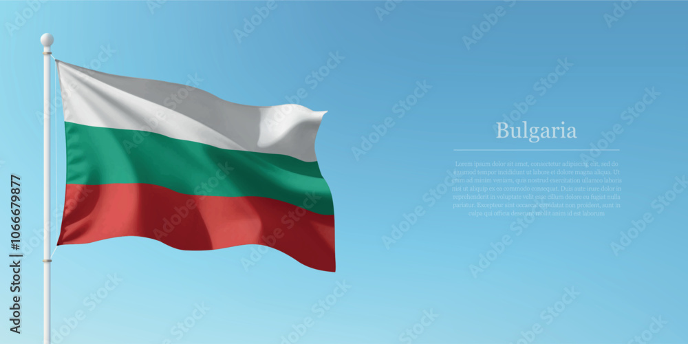 Waving Flag of Bulgaria Against Clear Blue Sky Copyspace Waving Flag of Bulgaria Against Clear Blue Sky Copyspace