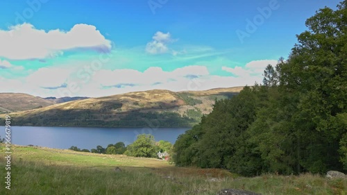 Hand-held shot of the beautiful scenery at Loch Earn in the Scottish Hihglands photo