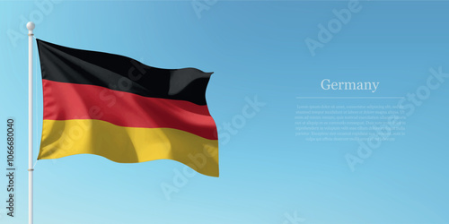 Waving Flag of Germany Against Clear Blue Sky Copyspace