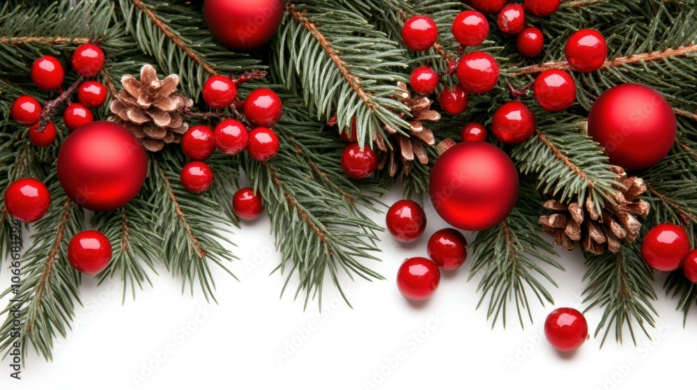 Festive Christmas Elements on White Background Festive Christmas Elements on White Background