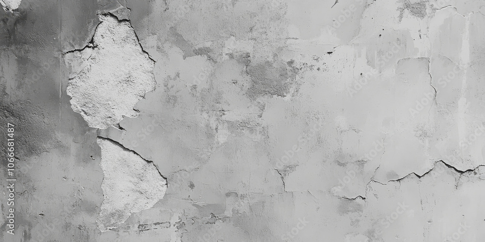 Obraz premium Distressed cement wall texture in muted gray with hints of white paint remnants and rough, uneven details