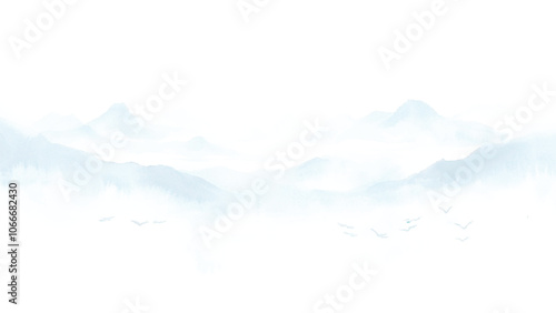 mountains among the cloud. panorama of mountain peaks covered by cloud. nature background.