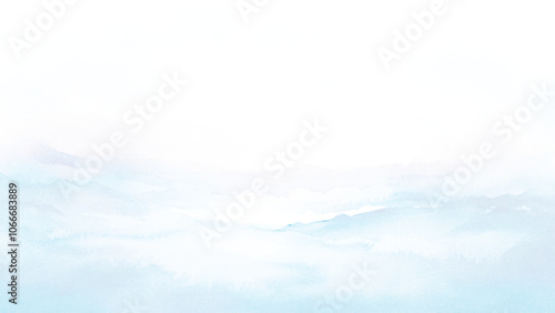 Soft white-blue watercolor brush strokes background design isolated. Hand-drawn blob, spot. Watercolor effects.