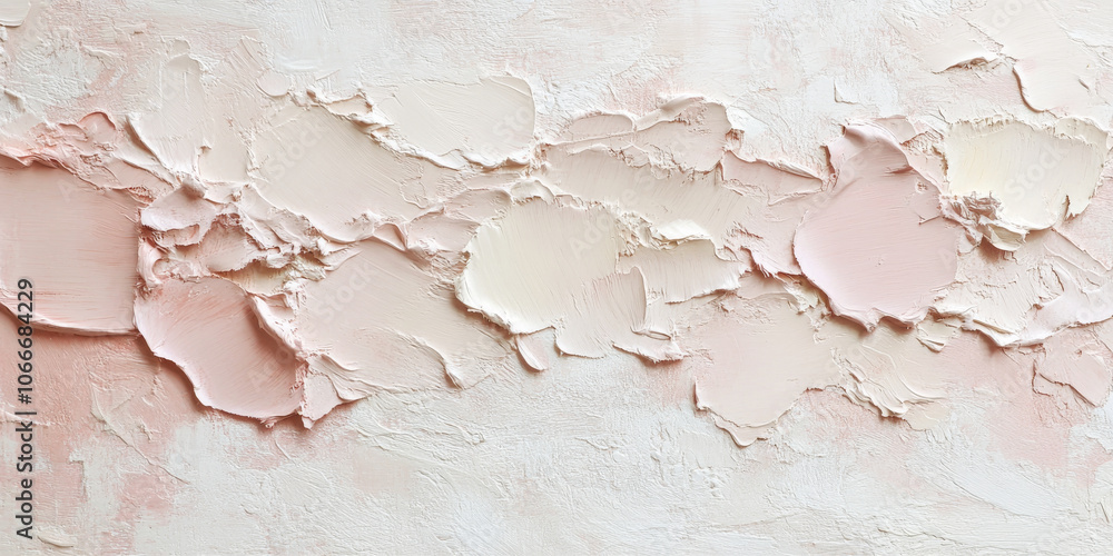 Naklejka premium Textured plaster in a soft blush hue with gentle imperfections, adding warmth and character
