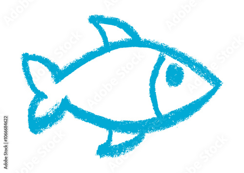 Fish Sea Ocean Related Icon Crayon Chalk Drawing Vector