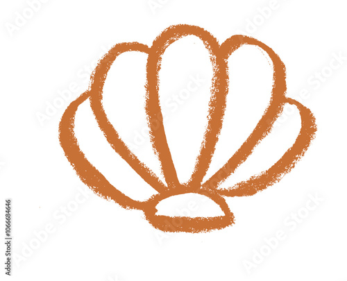 Shell Sea Ocean Related Icon Crayon Chalk Drawing Vector