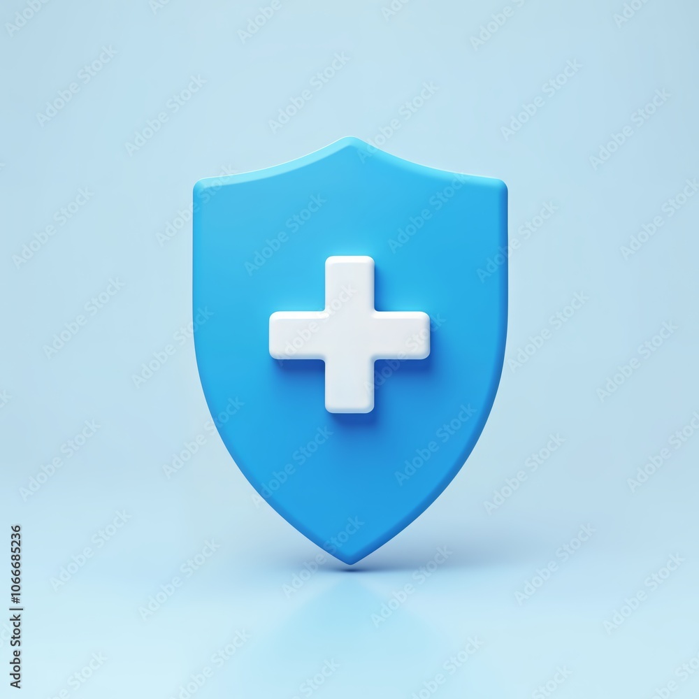 Fototapeta premium Discover How This Blue Shield Icon Represents Health Protection and Safety in Design Projects
