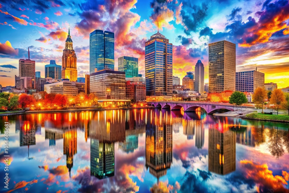 Naklejka premium Capturing the Essence of the ArtPrize International Art Festival in Grand Rapids, Michigan Through Double Exposure Photography Techniques