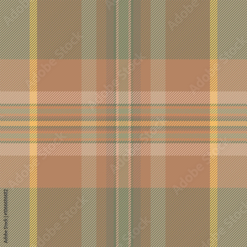 Garment check seamless texture, line vector fabric tartan. Card textile pattern background plaid in pastel and orange colors.