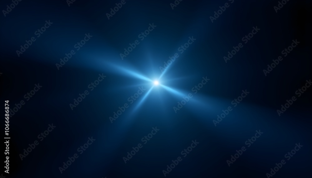 Brilliant blue lens flare with radiant rays on a dark background for a serene and calming effect Brilliant blue lens flare with radiant rays on a dark background for a serene and calming effect