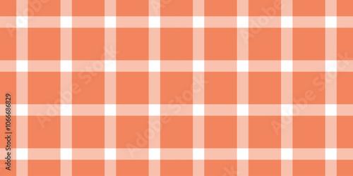 Luxurious textile seamless texture, geometrical tartan check fabric. Fold plaid background vector pattern in light and orange colors.