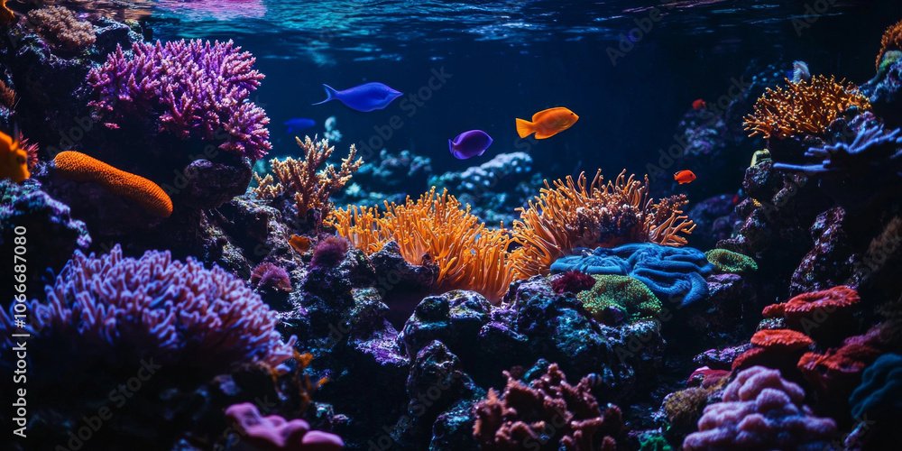 Fototapeta premium Striking coral reef background with vibrant underwater life, perfect for ocean-themed designs