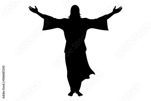 Risen Jesus Silhouette | isolated vector illustration on white background