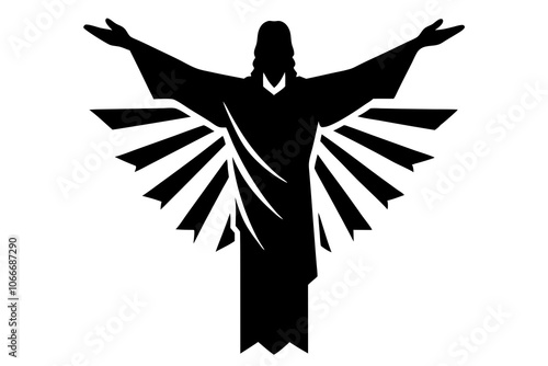 Risen Jesus Silhouette | isolated vector illustration on white background