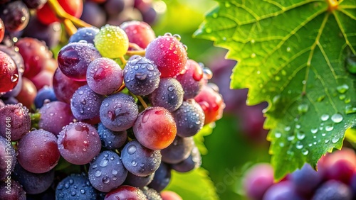 Wallpaper Mural Close-Up of Fresh Grapes with Dew Drops Reflecting Natural Light, Showcasing Vibrant Colors and Textures, Perfect for Food Photography and Healthy Lifestyle Concepts Torontodigital.ca