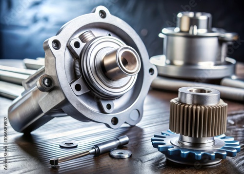 Wallpaper Mural Concept of Replacing a Car Engine Cooling System Water Pump with a New Aluminum Spare Part, Highlighting Automotive Maintenance and Repair in a Workshop Setting Torontodigital.ca