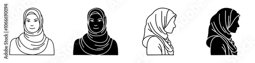 Muslim woman icon set