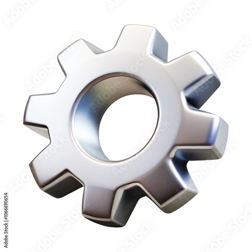 Silver gear icon   3d cartoon style illustration