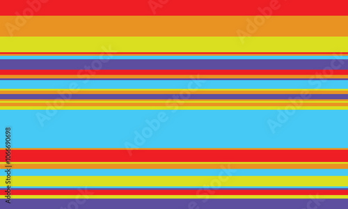 Geometric stripes seamless vector pattern with horizontal lines in varied colours, creating an abstract background. Ideal for textile design, wallpaper, or graphic prints.