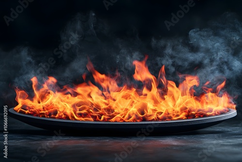 Striking Oval Fire Frame with Red Flames