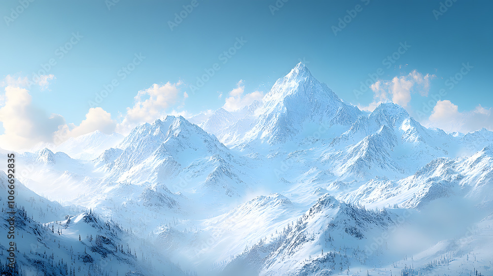 A highly detailed photography capturing the breathtaking scene of snow-capped alpine peaks under a clear, bright blue sky, with the sunlight glistening off the icy slopes, creating a mesmerizing winte A highly detailed photography capturing the breathtaking scene of snow-capped alpine peaks under a clear, bright blue sky, with the sunlight glistening off the icy slopes, creating a mesmerizing winte