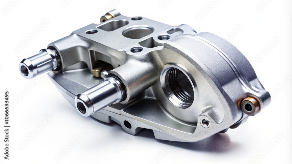 Detailed Isolated Image of Brake Caliper Car Part on White Background Showcasing High Depth of Field for Automotive Parts Catalog and Technical Reference Detailed Isolated Image of Brake Caliper Car Part on White Background Showcasing High Depth of Field for Automotive Parts Catalog and Technical Reference