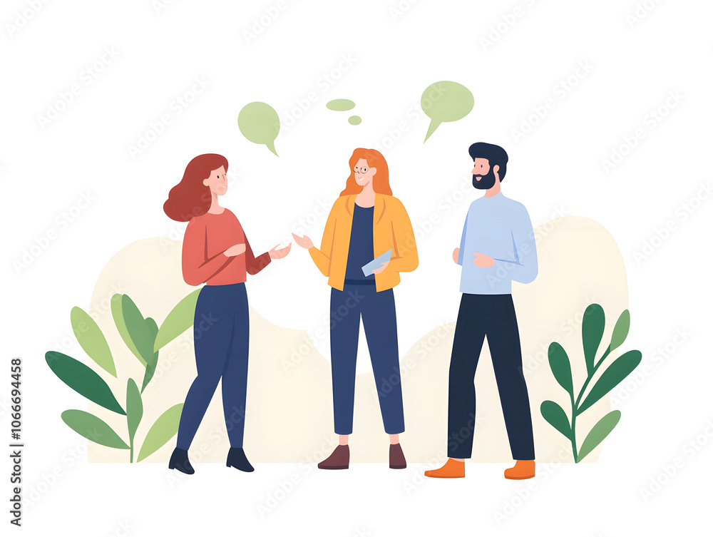 Collaborative coworkers engaging in discussion, sharing ideas and thoughts in friendly atmosphere. scene is vibrant and encourages teamwork and creativity Collaborative coworkers engaging in discussion, sharing ideas and thoughts in friendly atmosphere. scene is vibrant and encourages teamwork and creativity