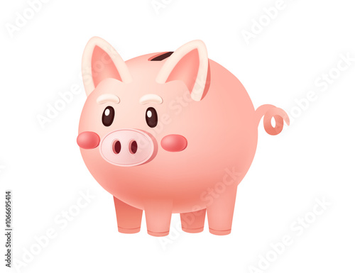 Cute piggy bank in a simple style, symbolizing saving and financial security. Perfect for illustrations related to children finance, savings, and budgeting. Vector illustration isolated on white