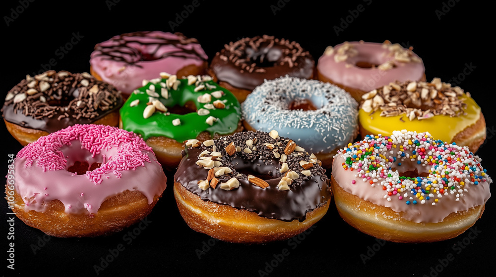 Lots of colorful donuts Lots of colorful donuts