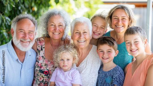 Joyful Christmas family gathering with multiple generations smiling