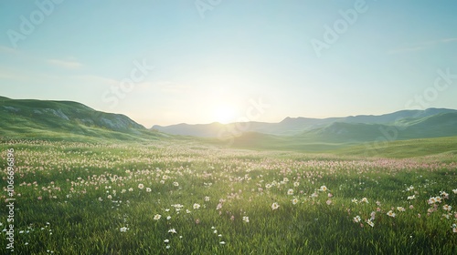 Wallpaper Mural Sunlit Meadow with Wildflowers and Rolling Hills Torontodigital.ca