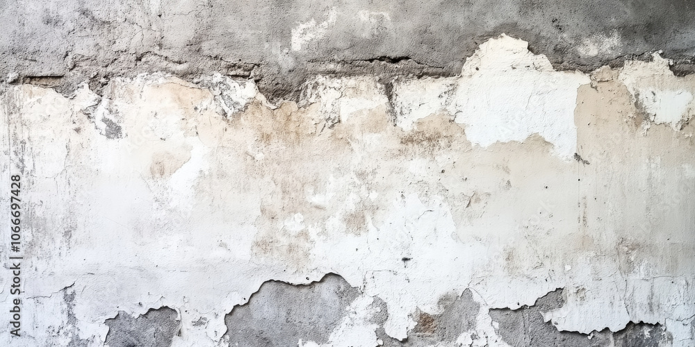 Obraz premium Distressed cement wall texture in muted gray with hints of white paint remnants and rough, uneven details