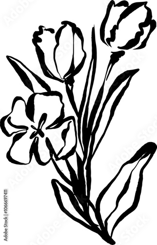Ink Linear Flower