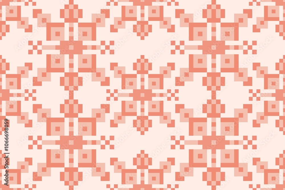 Fototapeta premium Seamless pixel square pattern on orange background design decoration for a variety of fabrics.