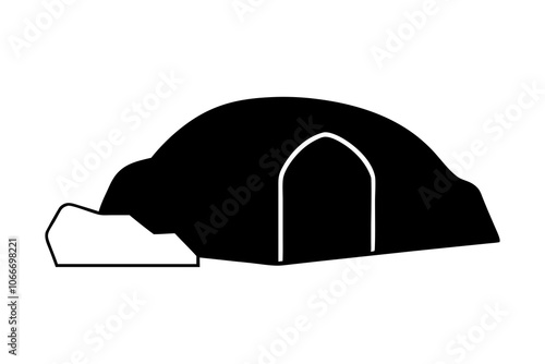 Empty Tomb with Stone Rolled Away | isolated vector illustration on white background