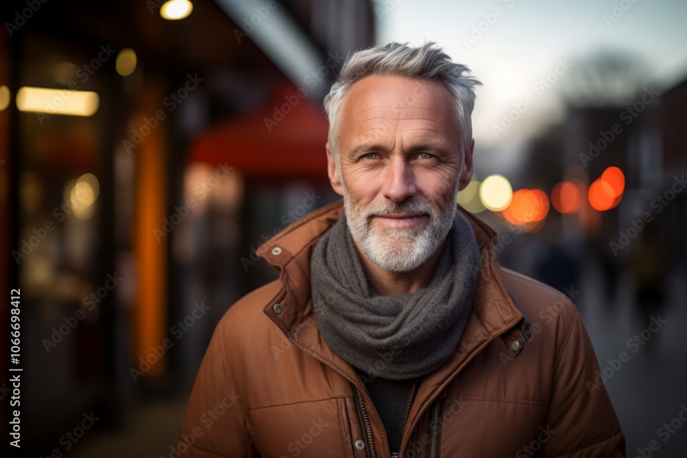 Portrait of a senior man with grey hair and beard in an urban setting. Portrait of a senior man with grey hair and beard in an urban setting.