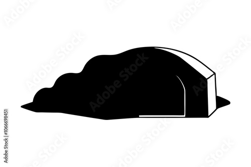 Empty Tomb with Stone Rolled Away | isolated vector illustration on white background