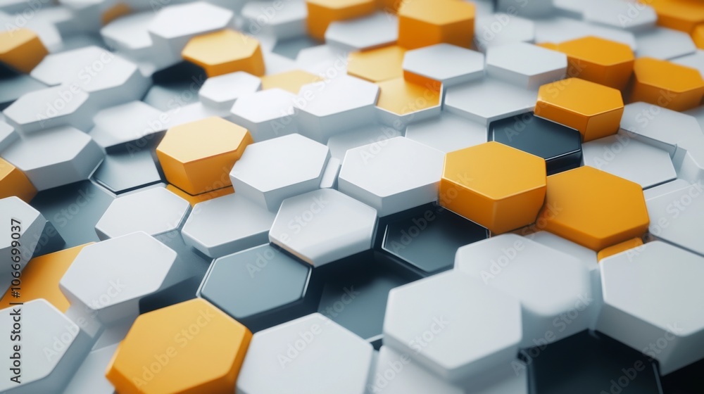Abstract Hexagonal Pattern with Yellow and White Colors Abstract Hexagonal Pattern with Yellow and White Colors