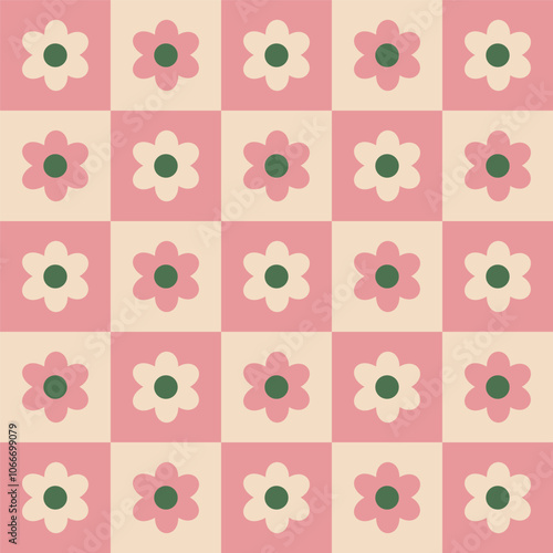 Chess box seamless pattern vintage flowers  photo