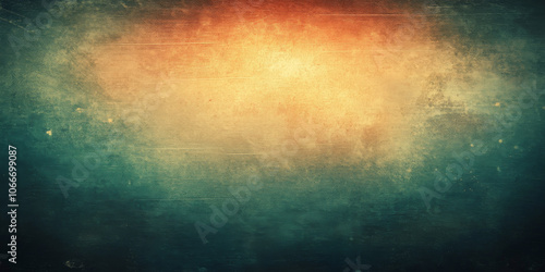 Vintage-inspired grunge texture with dark teal hues and soft warm orange light casting a glow, layered with distressed abstract patterns for a moody atmosphere photo