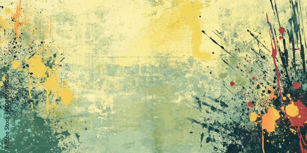 Fototapeta premium A grunge-style abstract background with splashes of paint and distressed textures in muted tones, perfect for an edgy vibe
