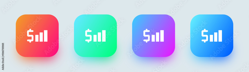 Commission solid icon in square gradient colors. Finance signs vector illustration. Commission solid icon in square gradient colors. Finance signs vector illustration.