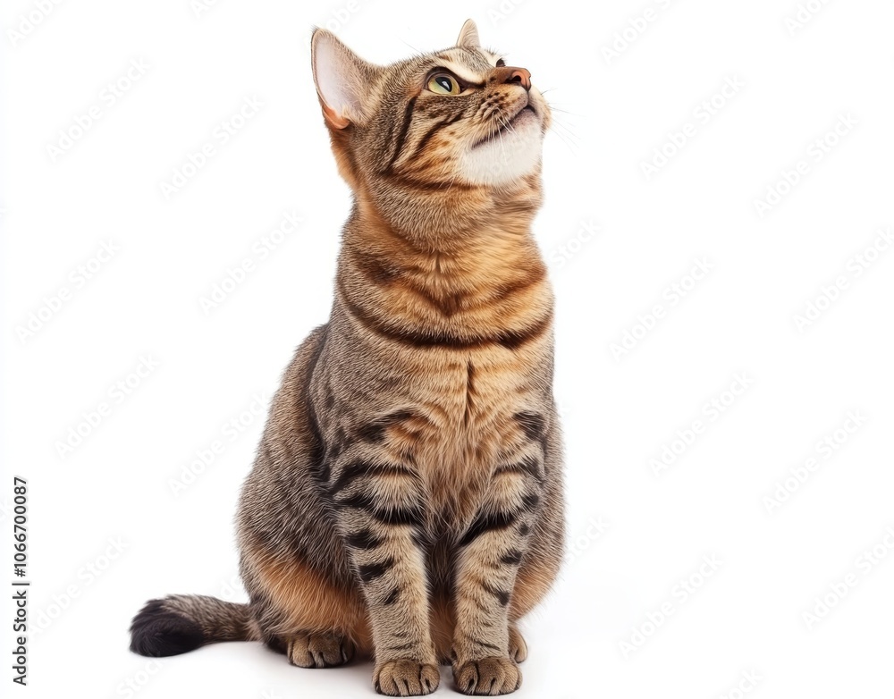 Fototapeta premium Savannah sitting on a white background, isolated on the front