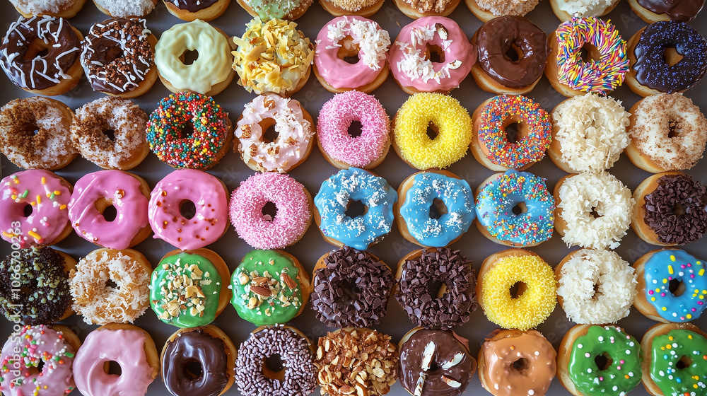 Lots of colorful donuts
