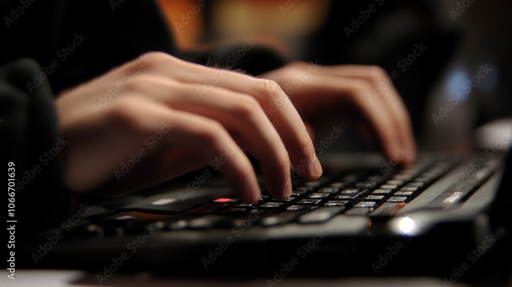 Focused student typing on a laptop keyboard in a quiet study environment, emphasizing productivity and digital learning Focused student typing on a laptop keyboard in a quiet study environment, emphasizing productivity and digital learning
