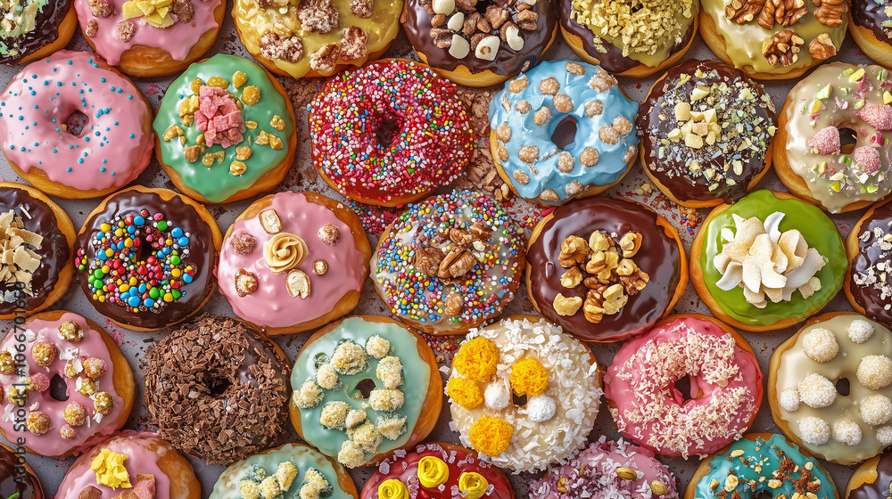 Lots of colorful donuts Lots of colorful donuts