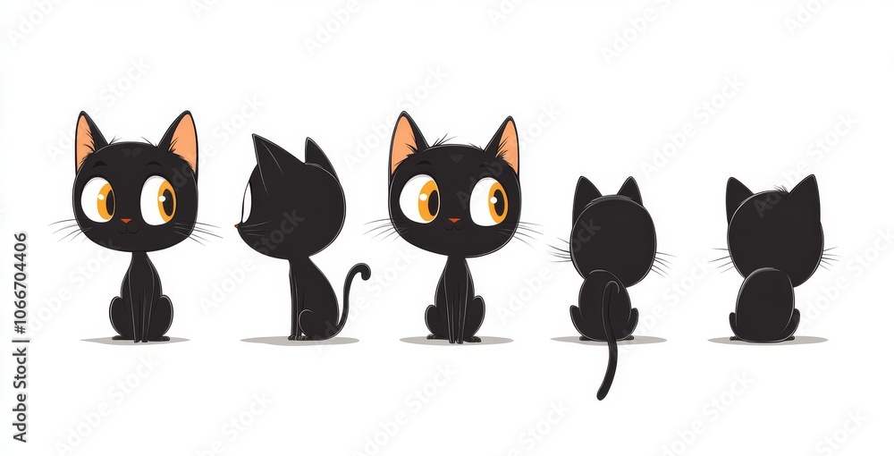 Fototapeta premium A black cat can be seen peering through the corner in this picture. Playful muzzle, creative kitty peeping from behind. This picture features pets snugly in a modern setting.