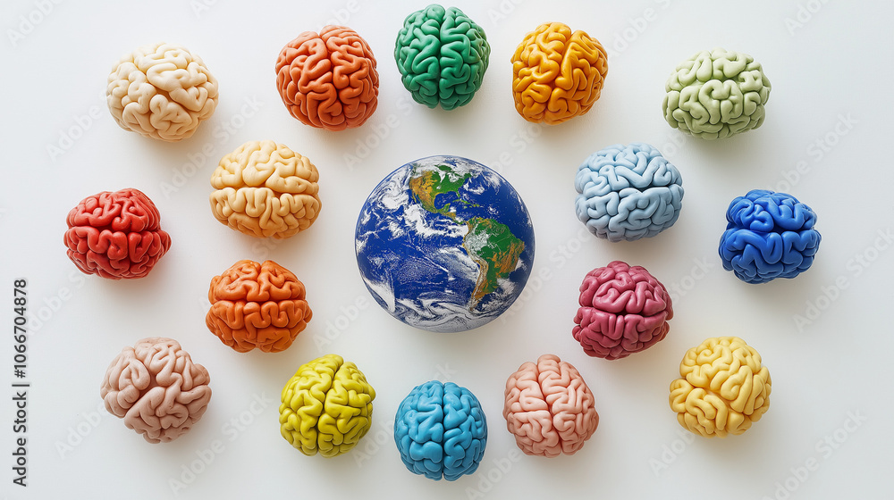 Creative Brain-Inspired Light Bulb Concepts in Colorful Arrangements Creative Brain-Inspired Light Bulb Concepts in Colorful Arrangements
