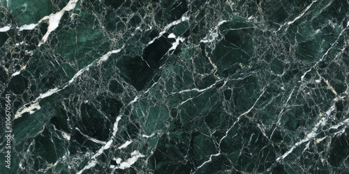 Polished, grainy marble in dark green and white swirls, adding a rich, luxurious look photo