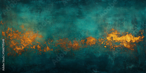 Abstract background with dark teal grunge texture and hints of orange light, creating a worn, vintage-inspired atmosphere photo